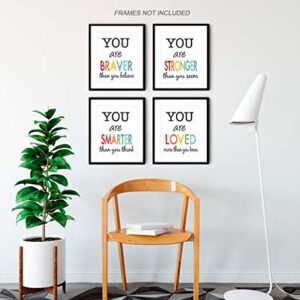 XWELLDAN Motivational Quotes Wall Art Colorful Prints, Inspirational Poster for Home Office Bedroom Classroom Decor, 8 x 10 Inch Set of 4 Prints, No Frame