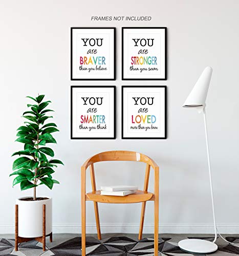 XWELLDAN Motivational Quotes Wall Art Colorful Prints, Inspirational Poster for Home Office Bedroom Classroom Decor, 8 x 10 Inch Set of 4 Prints, No Frame