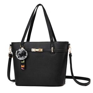 nevenka top handle handbags for ladies pu leather tote purse women crossbody shoulder bags (all black)
