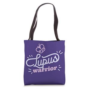 lupus warrior purple ribbon butterly awareness sle meme tote bag