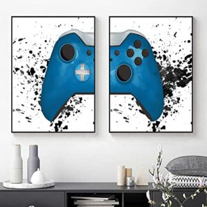 gaming room decor canvas painting video game themed gaming canvas wall art watercolor match controllers poster picture artwork for kids teen game room decor canvas prints gamer gift no frame, 20x28inches x2