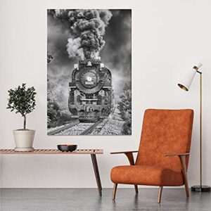 JIEDIE Railway Train Black and White Retro Train Canvas Poster Bedroom Decor Sports Landscape Office Room Decor Gift 12x18inchs(30x45cm)