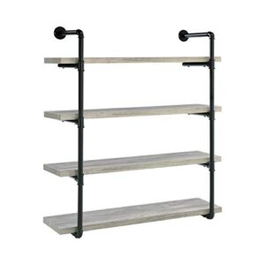 coaster home furnishings 40-inch black and grey driftwood wall shelf