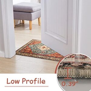 Lahome Boho Tribal Area Rug - 2x3 Persian Distressed Small Entryway Rug Doormat Bohemian Faux Wool Non-Slip Washable Low-Pile Floor Carpet for Indoor Front Entrance Kitchen Bathroom