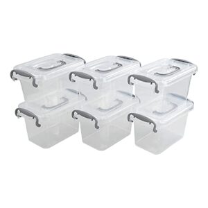 nesmilers 1.8 l plastic latch storage box, 6-pack clear storage bins with lids