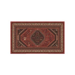 ruggable zareen washable rug – perfect boho area rug for living room bedroom kitchen – pet & child friendly – stain & water resistant – scarlet red 3’x5′ (standard pad)