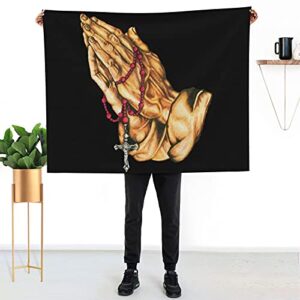 Throw Blankets Praying Hands Rosary Super Soft Cozy Plush Blankets Lightweight Fleece Blanket Throw for Couch Sofa Bed