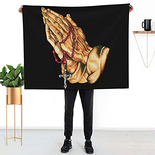 Throw Blankets Praying Hands Rosary Super Soft Cozy Plush Blankets Lightweight Fleece Blanket Throw for Couch Sofa Bed