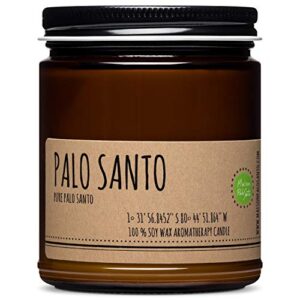 maison palo santo raw genuine palo santo essential oil from ecuador aromatherapy candle 9oz handcrafted in usa with natural soy wax for purification & cleansing free palo santo stick included