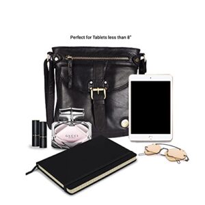 LEDERBUCK Real Leather Small Crossbody Handbags & Purses for Women - Crossover over the Shoulder Bag (Black)