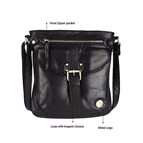 LEDERBUCK Real Leather Small Crossbody Handbags & Purses for Women - Crossover over the Shoulder Bag (Black)