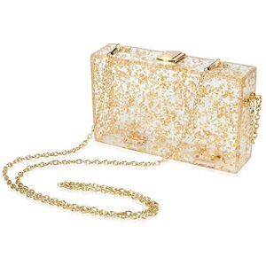 CHISHUNG Women Acrylic Evening Clutch bag Transparent Golden Box Purse Handbag for Wedding Cocktail Party Prom, Blue