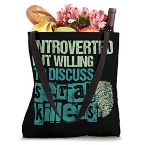 Introverted But Willing To Discuss Serial Killers True Crime Tote Bag