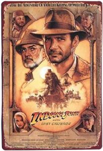 metal tin sign,indiana jones and the last crusade movie poster,vintage retro metal tin sign wall decor,7.8 x 11.8 inch