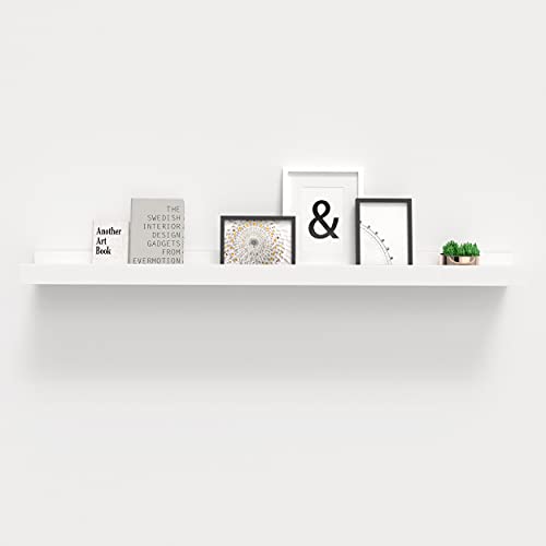 Ballucci Floating Wall Shelf, 35" Wall Mounted Long Picture Ledge Wood Shelf for Nursery, Living Room, Bedroom, Kitchen - White