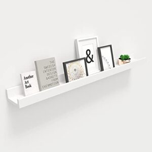 Ballucci Floating Wall Shelf, 35" Wall Mounted Long Picture Ledge Wood Shelf for Nursery, Living Room, Bedroom, Kitchen - White