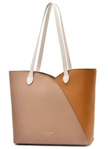 women handbag genuine leather satchel purse handbag vintage top handle handbag work tote bag (khaki&brown)