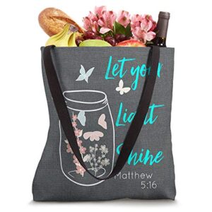 Let Your Light Shine Jar Flowers Butterfly Tote Bag