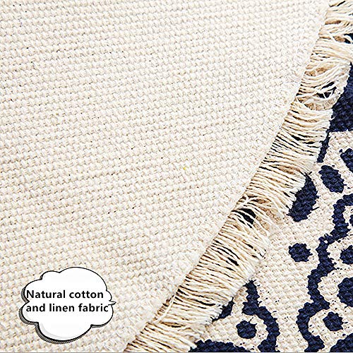 Poowe Round Cotton Rug Woven Tassel Throw Rug Washable Area Rug for Living Room Bedroom Kitchen Bathroom (Vintage)