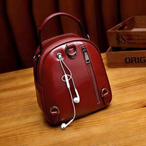 Mn&Sue Fashion Vegan Leather Dual Use Backpack Purse for Women Convertible Shoulder Satchel Bag (Red)
