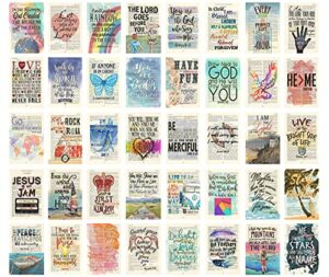 40 piece colorful bible page verse collage kit – christian gift, teen room wall, dormitory bedroom decorations, vintage aesthetic, 4×6 professional photos