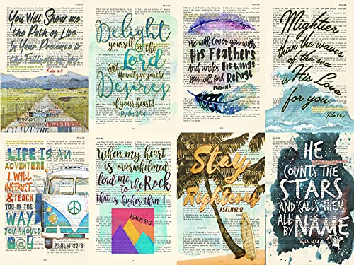 40 Piece Colorful Bible Page Verse Collage Kit - Christian Gift, Teen Room Wall, Dormitory Bedroom Decorations, Vintage Aesthetic, 4x6 Professional Photos