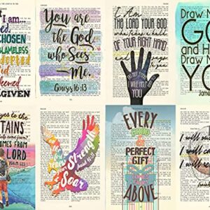 40 Piece Colorful Bible Page Verse Collage Kit - Christian Gift, Teen Room Wall, Dormitory Bedroom Decorations, Vintage Aesthetic, 4x6 Professional Photos