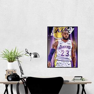 Lebron James Canvas Wall Art,LA Lakers Poster Wall Art Print,Star Forever Legend Picture Artwork for Home Decor,Lebron Canvas Wall Poster Print for Men Boys Bedroom Decor ,Unframed.(16"x 24")