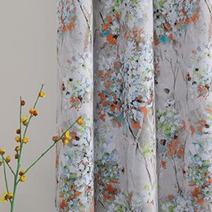 mysky home floral blackout curtains 84 inches long 2 panels farmhouse curtains for bedroom living room darkening thermal insulated flower window curtains with grommet orange and green