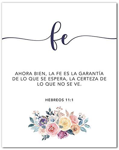 Fe Esperanza Amor Wall Decor - Cuadros Cristianos Para Pared en Español - Christian Wall Decor In Spanish - Set of 3 Prints - 8x10 - Unframed