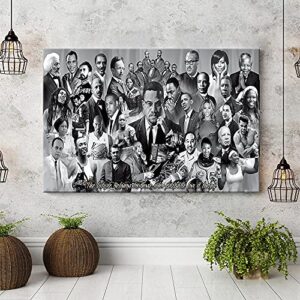 African American Great Black History Month Vintage Art Martin Luther King, Obama King, Malcolm X Poster, Art Poster Home Decor Canvas Print Wall Art Office Decor (16x24 inch unframed)