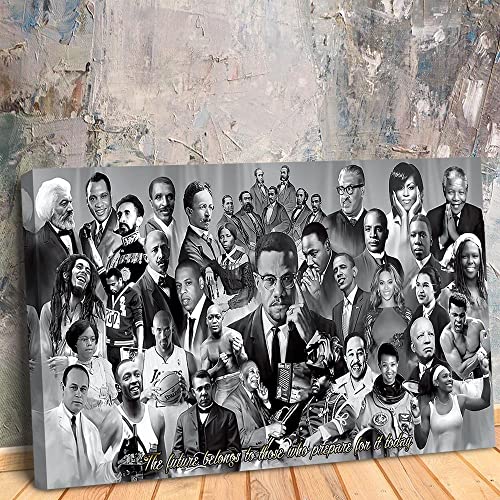 African American Great Black History Month Vintage Art Martin Luther King, Obama King, Malcolm X Poster, Art Poster Home Decor Canvas Print Wall Art Office Decor (16x24 inch unframed)