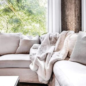 Mon Chateau Luxury Collection Oversized Ultra Plush Faux Fur Throw Blanket, White, 60 x 70