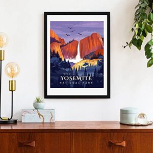 National Park Posters – Vintage Style Unframed Set of 6 Travel Prints, 11x14 Inch, Yosemite, Yellowstone, Grand Canyon, Zion, Smoky Mountain, Rocky Mountain National Parks Wall Poster, Abstract Nature Landscape Forest Wall Art Pictures for Bedroom Office