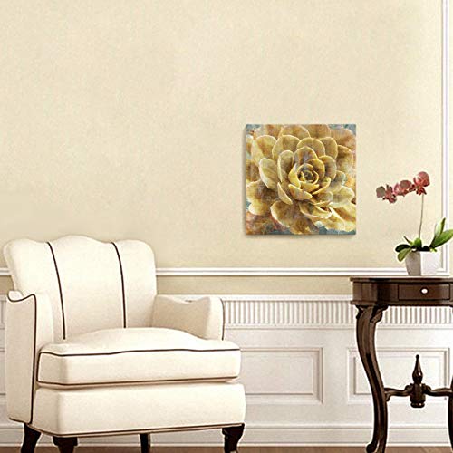 Bathroom Wall Art Vintage Yellow Flowers Pictures Canvas Artwork Framed Wall Decor for Bedroom Kitchen Office Modern Home Plant Prints Paintings Decorations Size 14x14 inches Ready to Hang