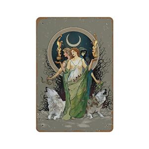 nomely moon goddess hecate poster painted wiccan tapestry hecate witchy painted print novelty tin metal sign plaque bar pub vintage retro wall decor home group porch 8″x12″
