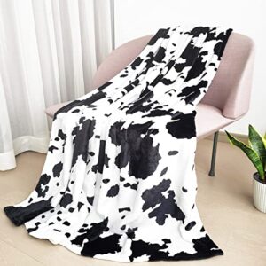 cow print blanket, fleece cow blanket for kids adults, soft cow throw blanket cowhide decor for couch sofa bed (cow 1, 40×50)