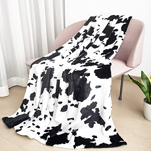 Cow Print Blanket, Fleece Cow Blanket for Kids Adults, Soft Cow Throw Blanket Cowhide Decor for Couch Sofa Bed (Cow 1, 40x50)