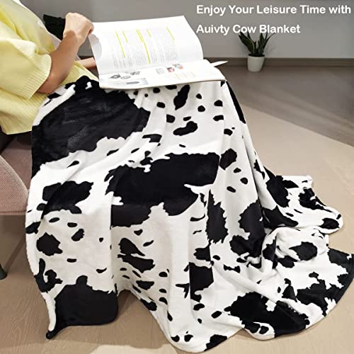 Cow Print Blanket, Fleece Cow Blanket for Kids Adults, Soft Cow Throw Blanket Cowhide Decor for Couch Sofa Bed (Cow 1, 40x50)