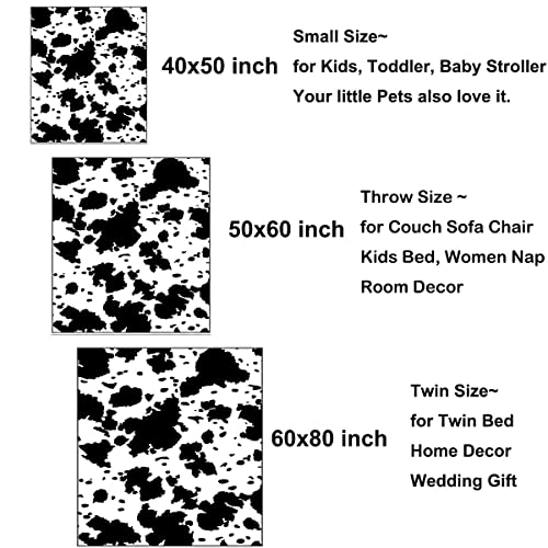 Cow Print Blanket, Fleece Cow Blanket for Kids Adults, Soft Cow Throw Blanket Cowhide Decor for Couch Sofa Bed (Cow 1, 40x50)