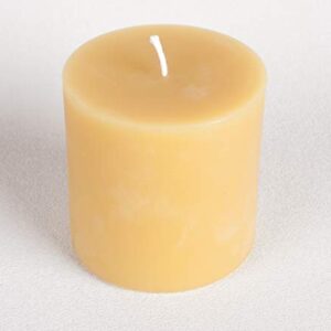 3” x 3” Handmade 100% Pure Beeswax Round Pillar Candle 100% Cotton Wick