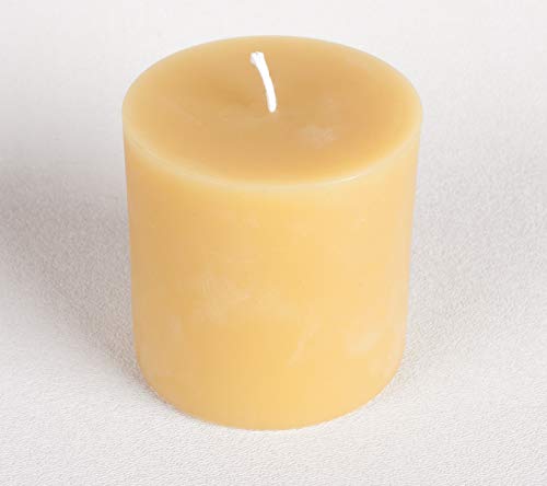 3” x 3” Handmade 100% Pure Beeswax Round Pillar Candle 100% Cotton Wick