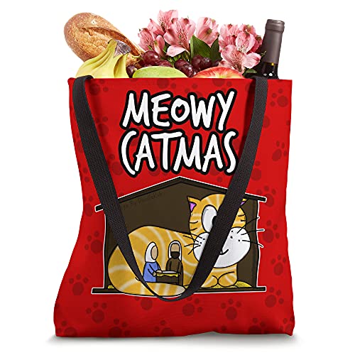 Meowy Catmas Cat Nativity Christmas 2021 Christian Funny Tote Bag