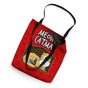 Meowy Catmas Cat Nativity Christmas 2021 Christian Funny Tote Bag