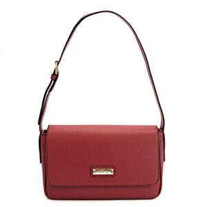 london fog astor texture shoulder bag for women with adjustable strap – red texture