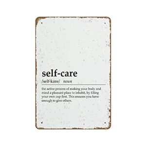 self care definition inspirational decor self care poster therapist wall art inspirational quote mental health poster self care sign novelty retro tin metal sign 8″x12″ embossed metal metal poster