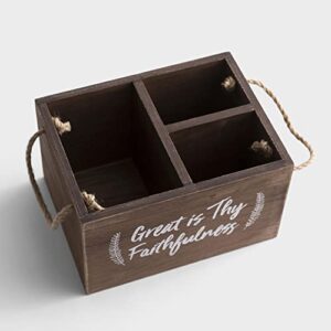 Great Is Thy Faithfulness Utensil Caddy Desk Organizer, 10.25 x 10.25, Brown