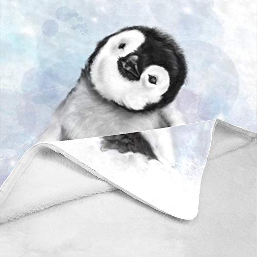 CUXWEOT Custom Blanket with Name Personalized Cute Penguin Soft Fleece Throw Blanket for Gifts (50 X 60 inches)