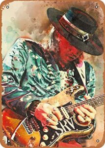 eicoco rock stevie ray vaughan plaque poster metal tin sign 8″ x 12″ vintage retro wall decor