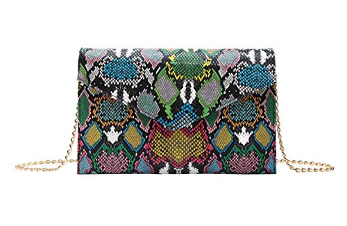 Dolce Na Women Snakeskin Pattern Handbag Envelope Clutch Bag Retro Purse (Snakeskin(Blue))